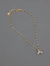 Lucky Brand Horn Beaded Chain Necklace Gold