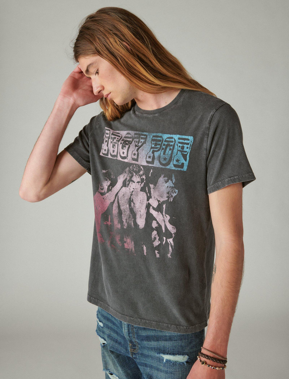 Lucky Brand Iggy Pop Poster Tee - Men's Clothing Tops Shirts Tee Graphic T Shirts Jet Black