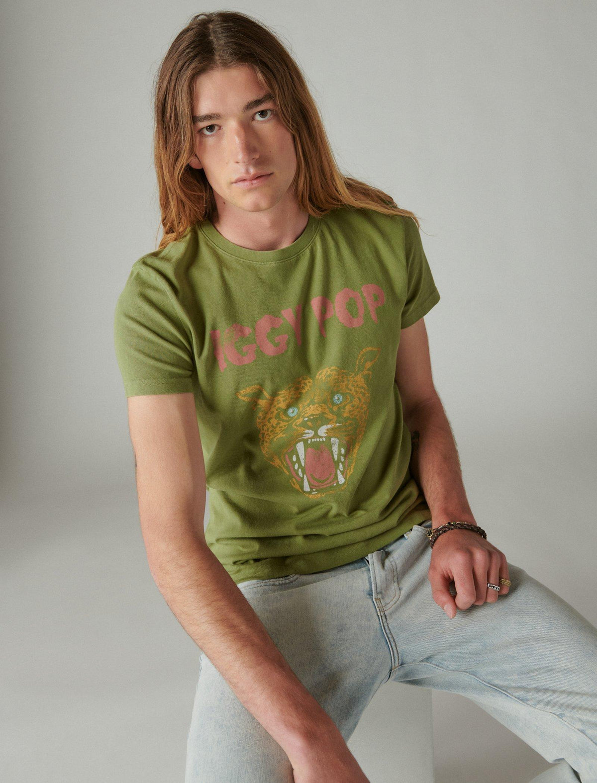 Lucky Brand Iggy Pop Tiger Tee Calliste Green