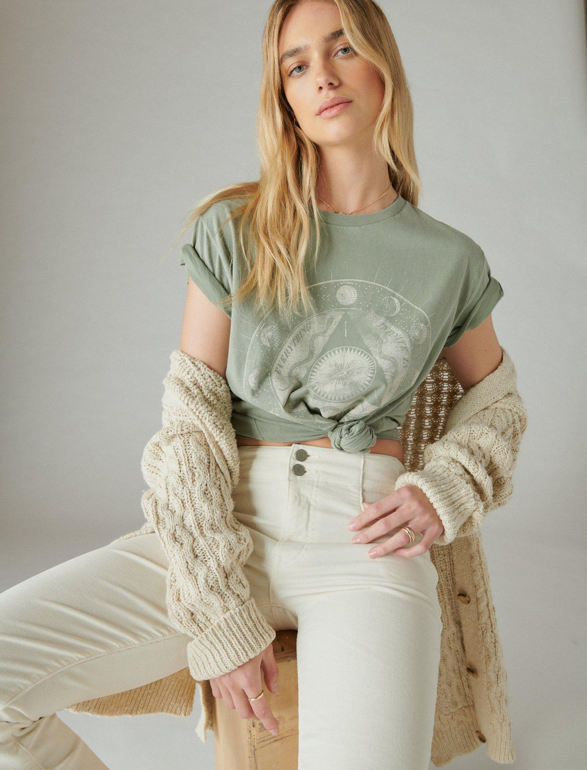 Lucky Brand Infinite Moon Boyfriend Tee Seaspray