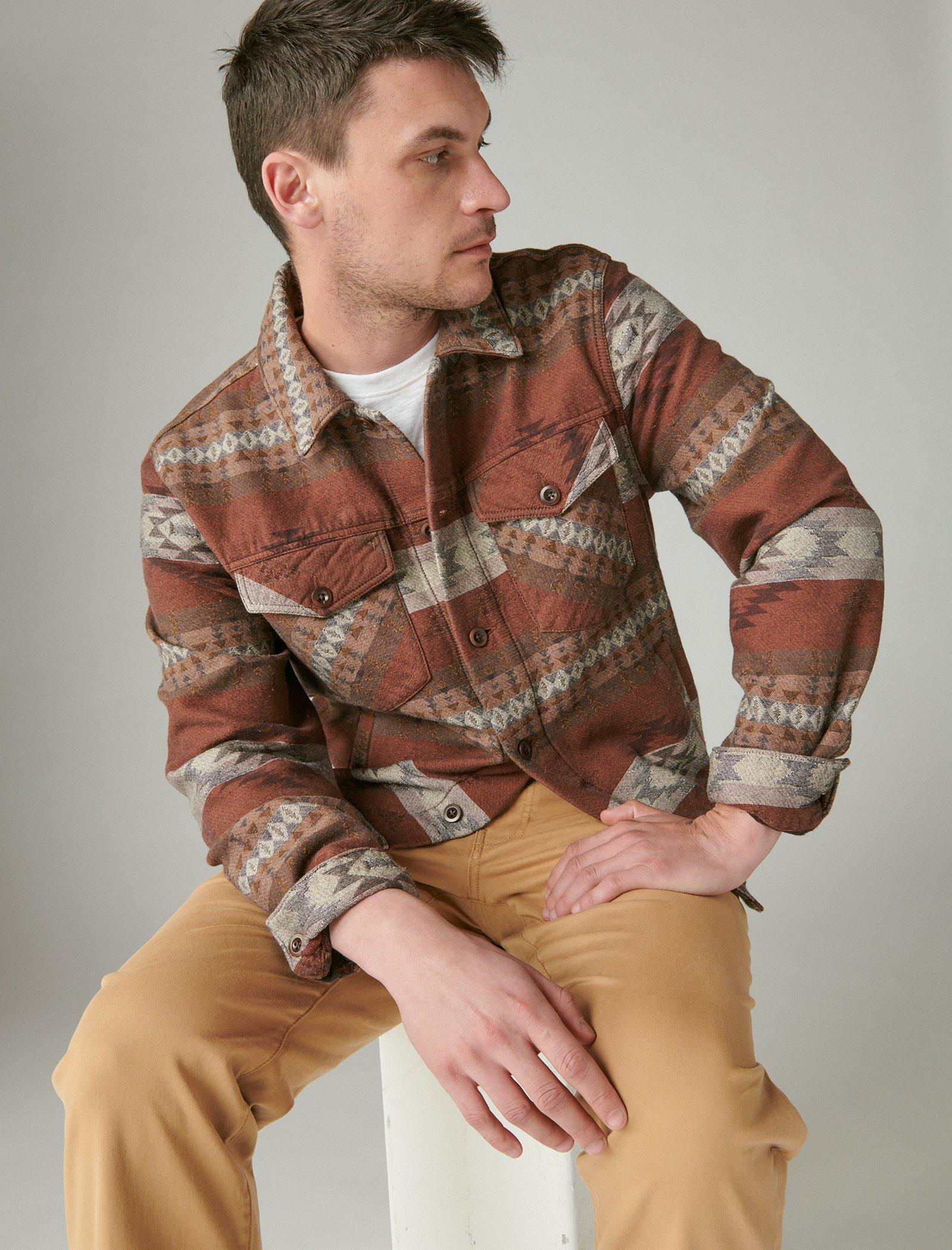 Lucky Brand Jacquard Trucker Jacket Brown Multi