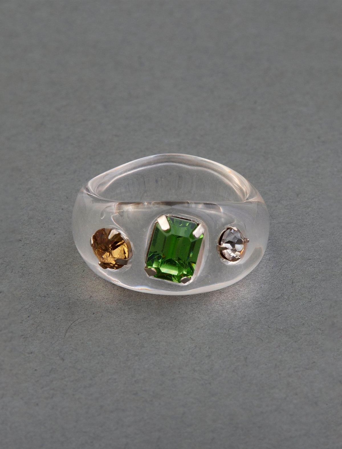 Lucky Brand Jeweled Clear Acetate Ring Multi