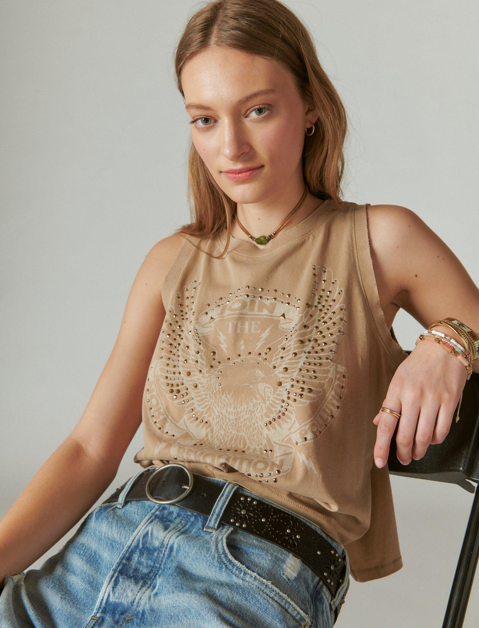 Lucky Brand Join The Revolution Tank Camel