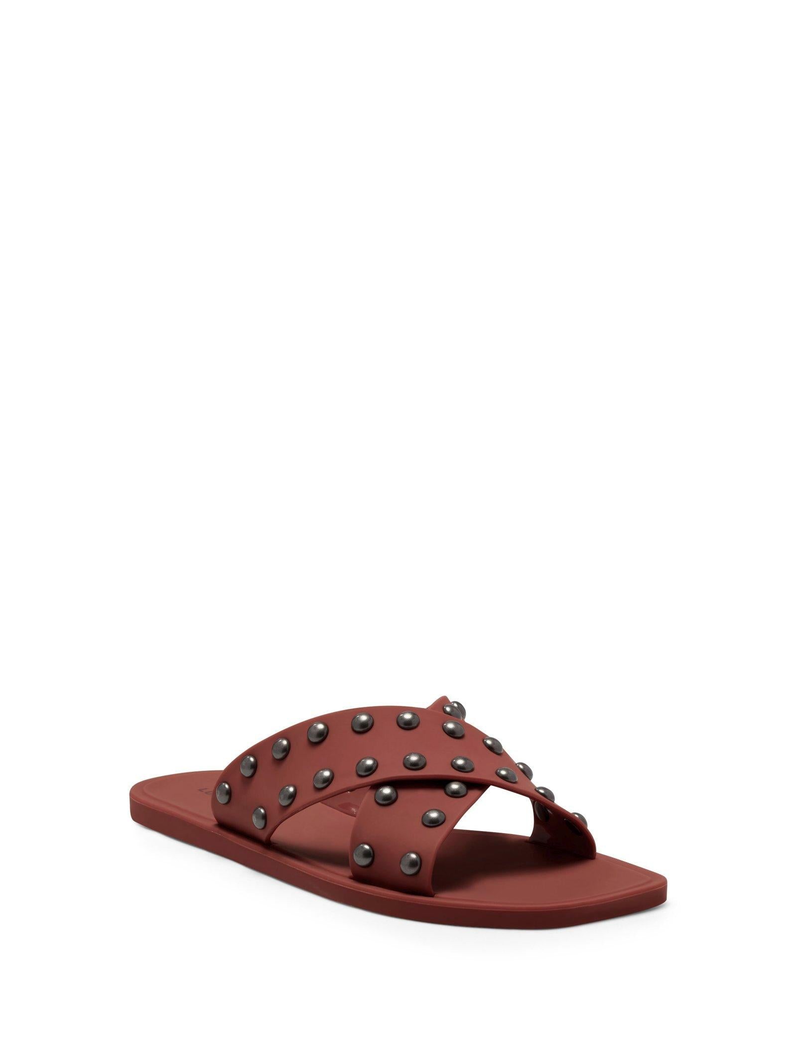 Lucky Brand Julina Stud Jelly Slide Dark Red