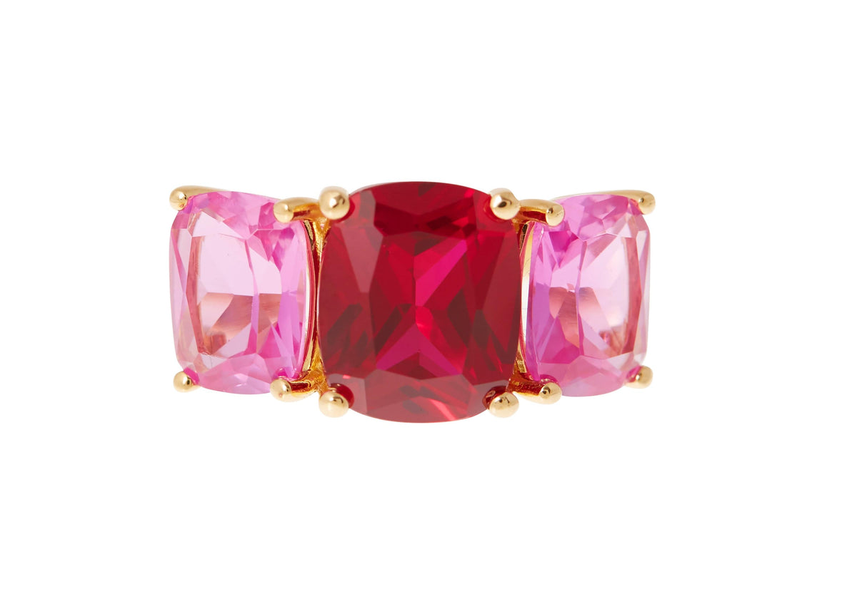 Judith Leiber Couture Judith Leiber Jewelry Three Stone Ring Pink