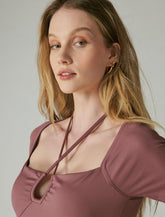 Lucky Brand Keyhole Halter Top Rose Brown