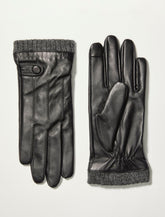 Lucky Brand Knit And Leather Gloves Black