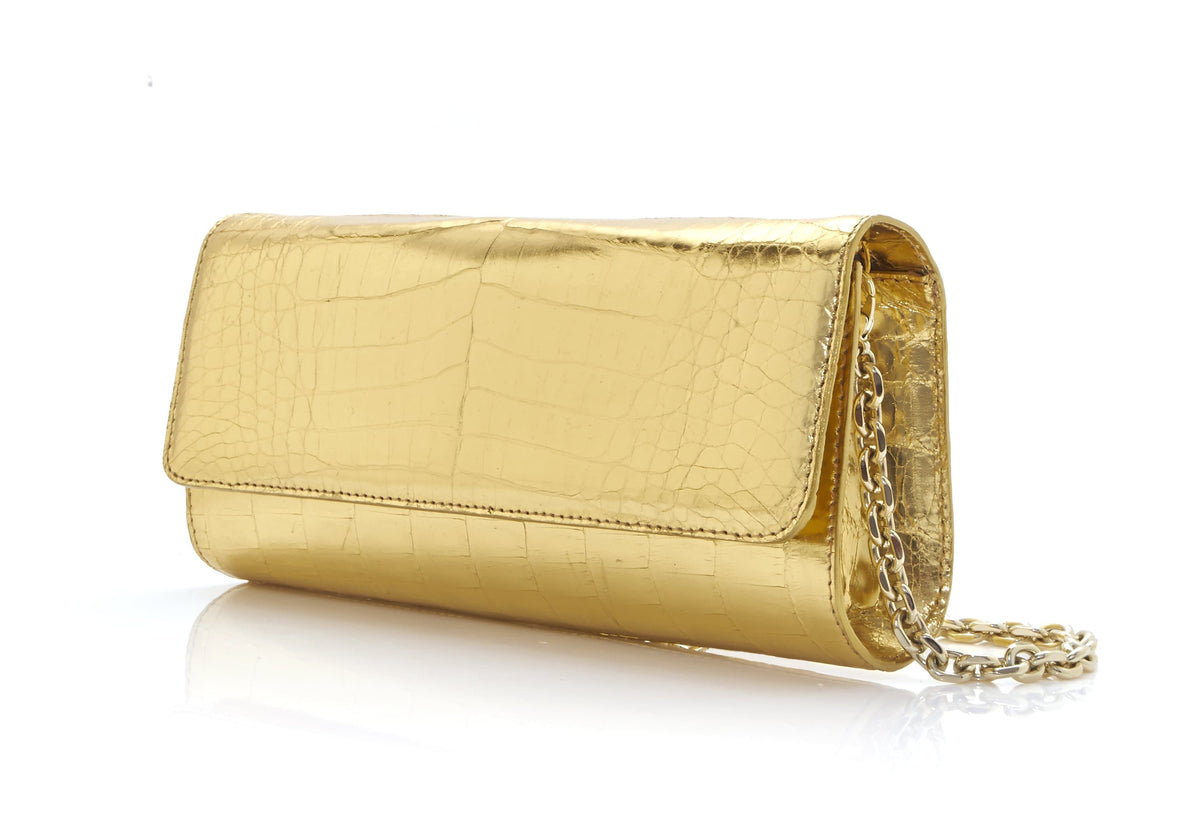 Judith Leiber Couture Judith Leiber Kate Gold Crocodile Clutch