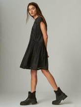 Lucky Brand Lace Inset Dress Jet Black