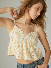 Lucky Brand Lace Skinny Strap Tank Sand Dollar