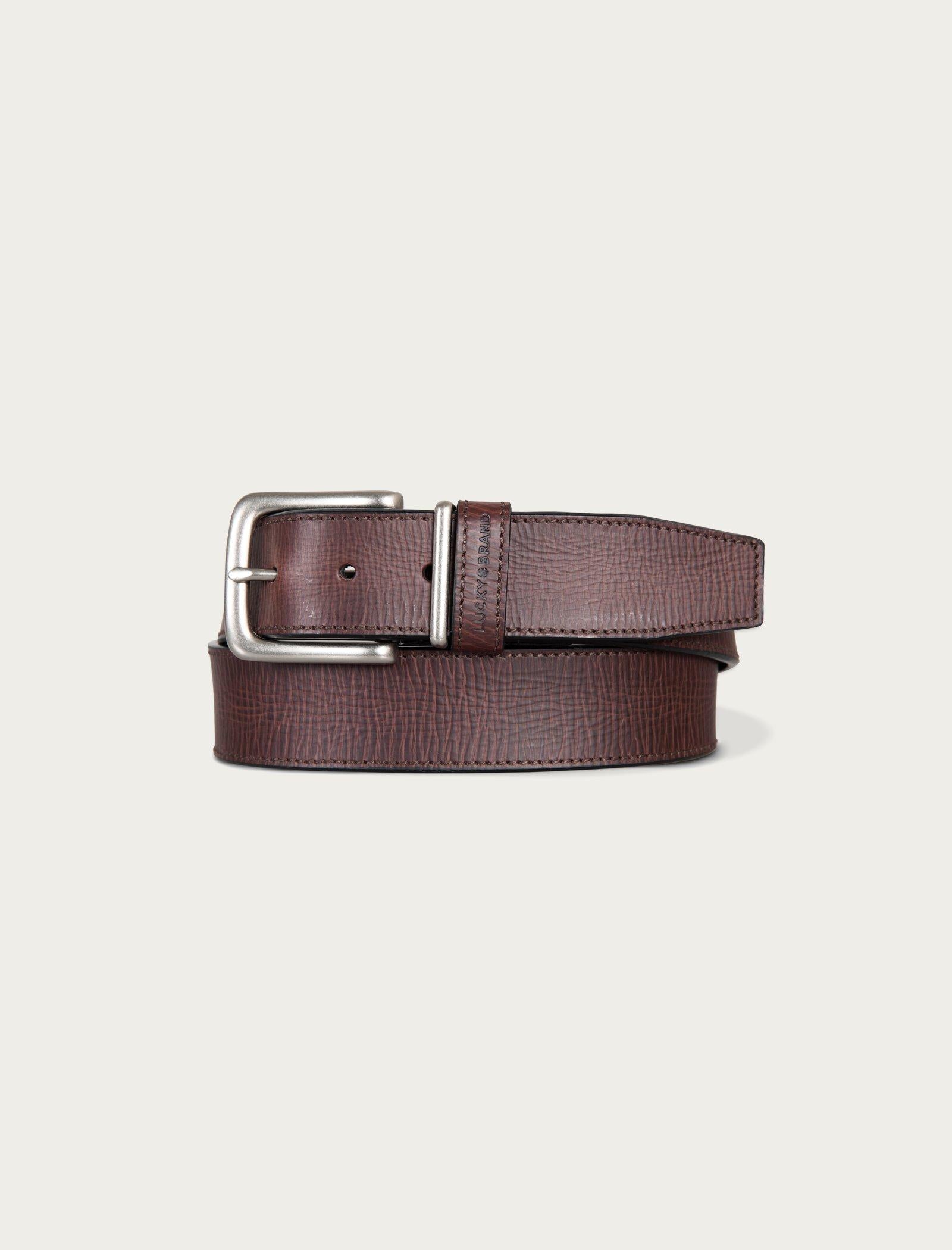 Lucky Brand Leather Jean Belt With Metal And Leather Keeper Dark Brown