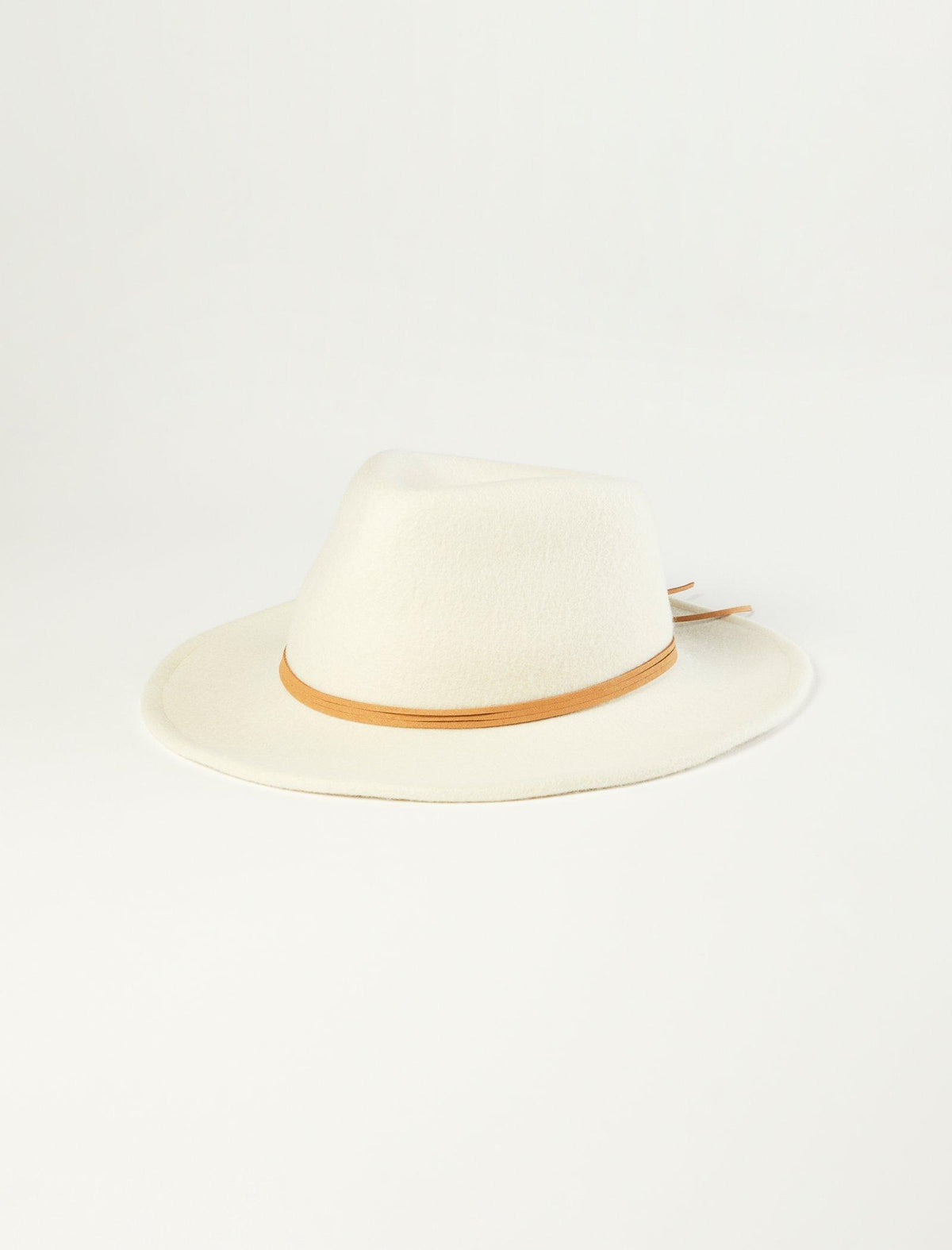 Lucky Brand Leather Tie Cowboy Hat Open White/Natural