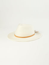 Lucky Brand Leather Tie Cowboy Hat Open White/Natural