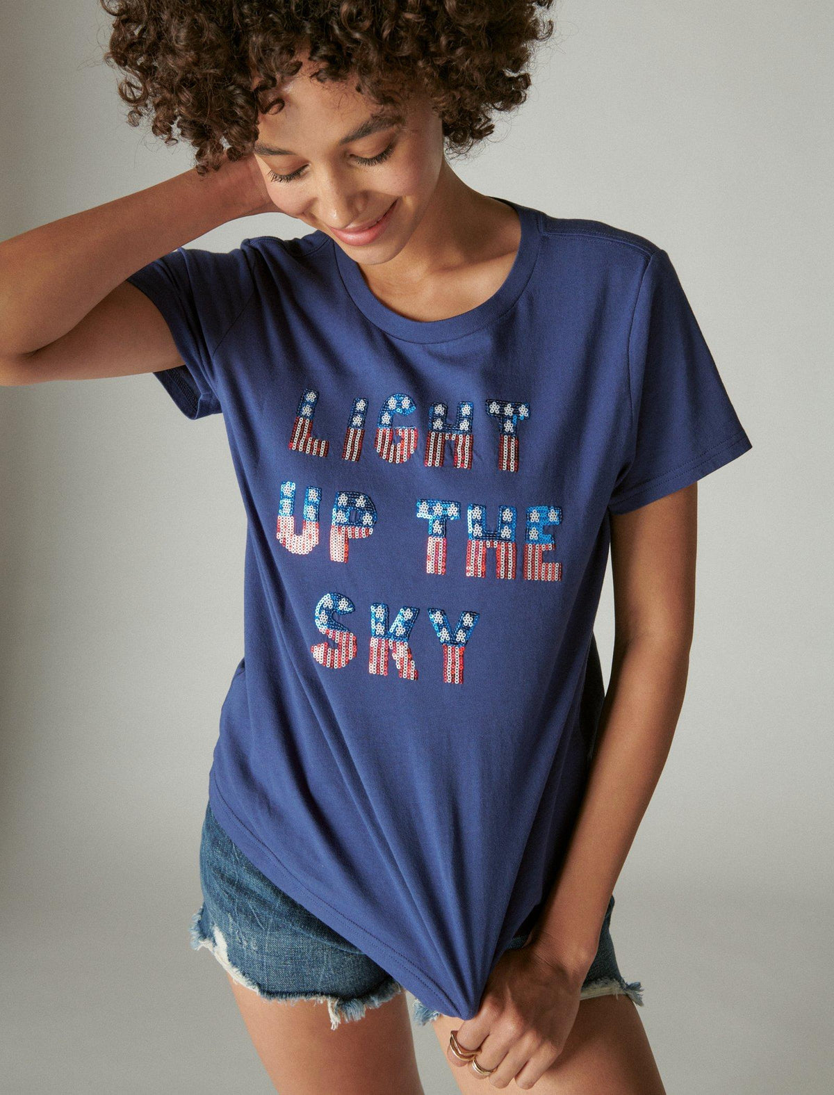 Lucky Brand Light Up The Sky Classic Crew Patriot Blue