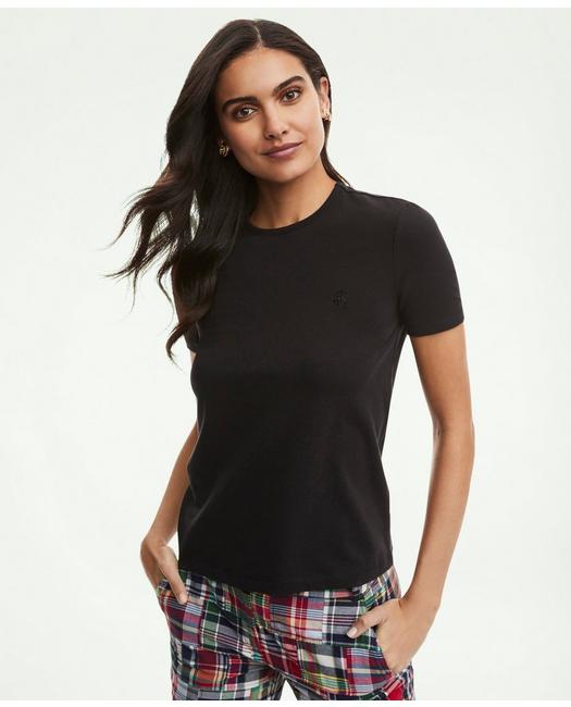 Brooks Brothers Women's Cotton Jersey Crewneck T-Shirt Black