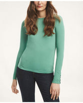 Brooks Brothers Women's Cotton Long Sleeved Crewneck Top Teal