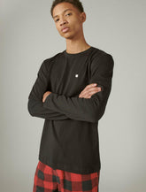 Lucky Brand Long Sleeve Crew Tee Stretch Black