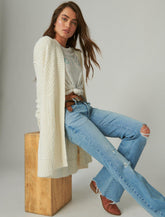 Lucky Brand Long Textured Cardigan Cream