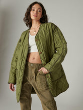 Lucky Brand Longline Quilted Liner Jacket Olive