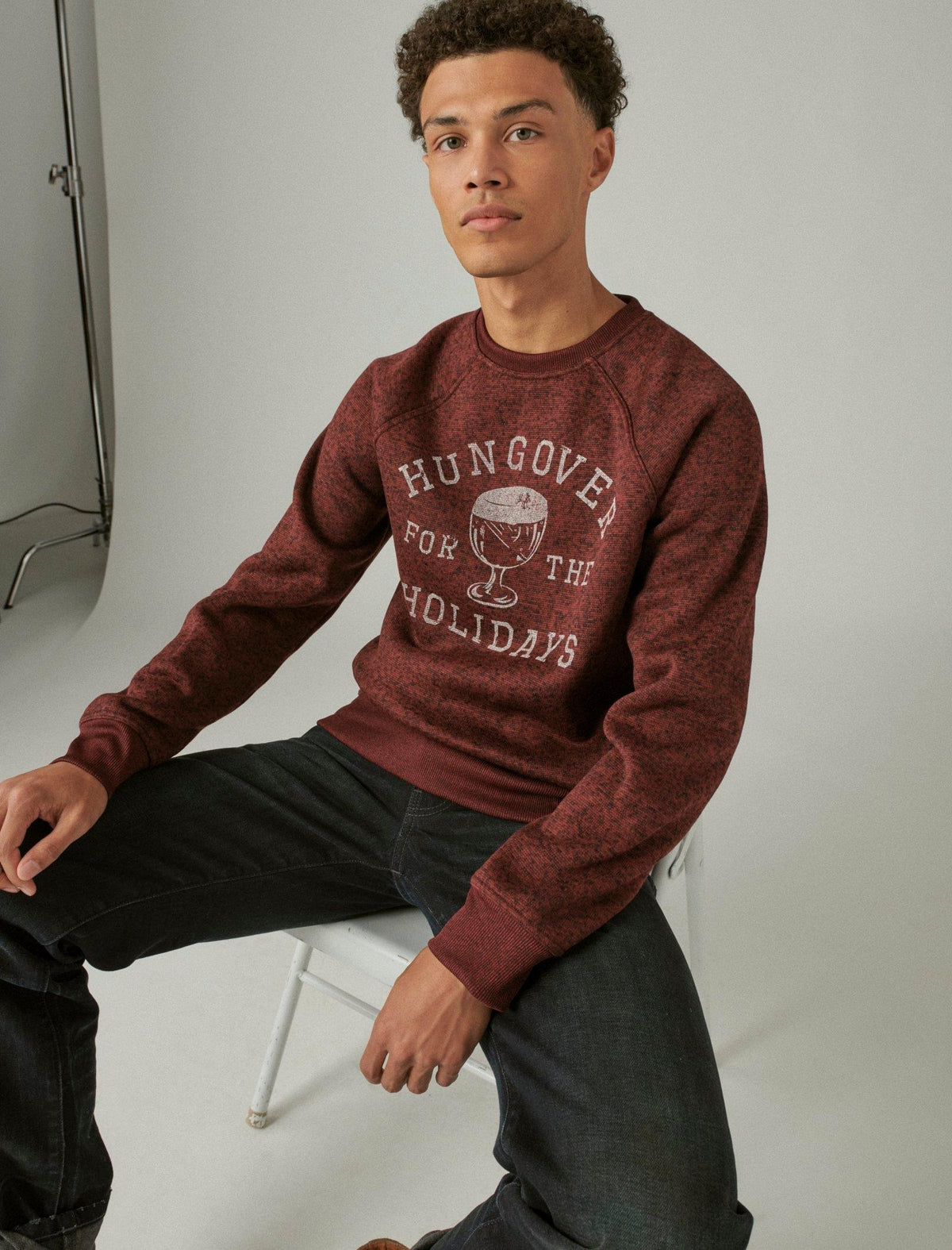 Lucky Brand Los Feliz Fleece Hungover Holidays Crew - Men's Clothing Tops Crewneck T-Shirt Port Royale
