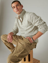 Lucky Brand Los Feliz Half Zip Mockneck - Men's Clothing Outerwear Tops Sweatshirts Crewneck Half Zip Pullover 104 Cream
