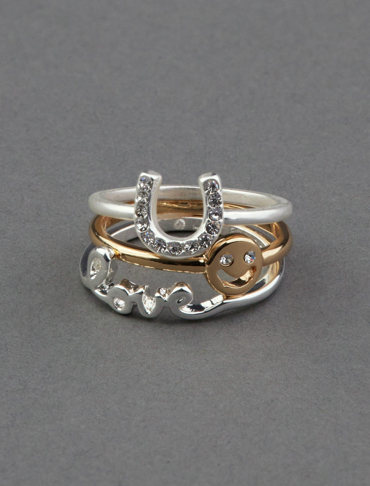 Lucky Brand Lucky Charm Ring Stack Two Tone