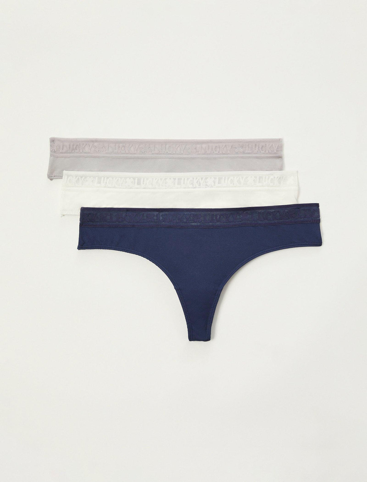 Lucky Brand Lucky Lace Logo Thong 3 Pack Dark Blue