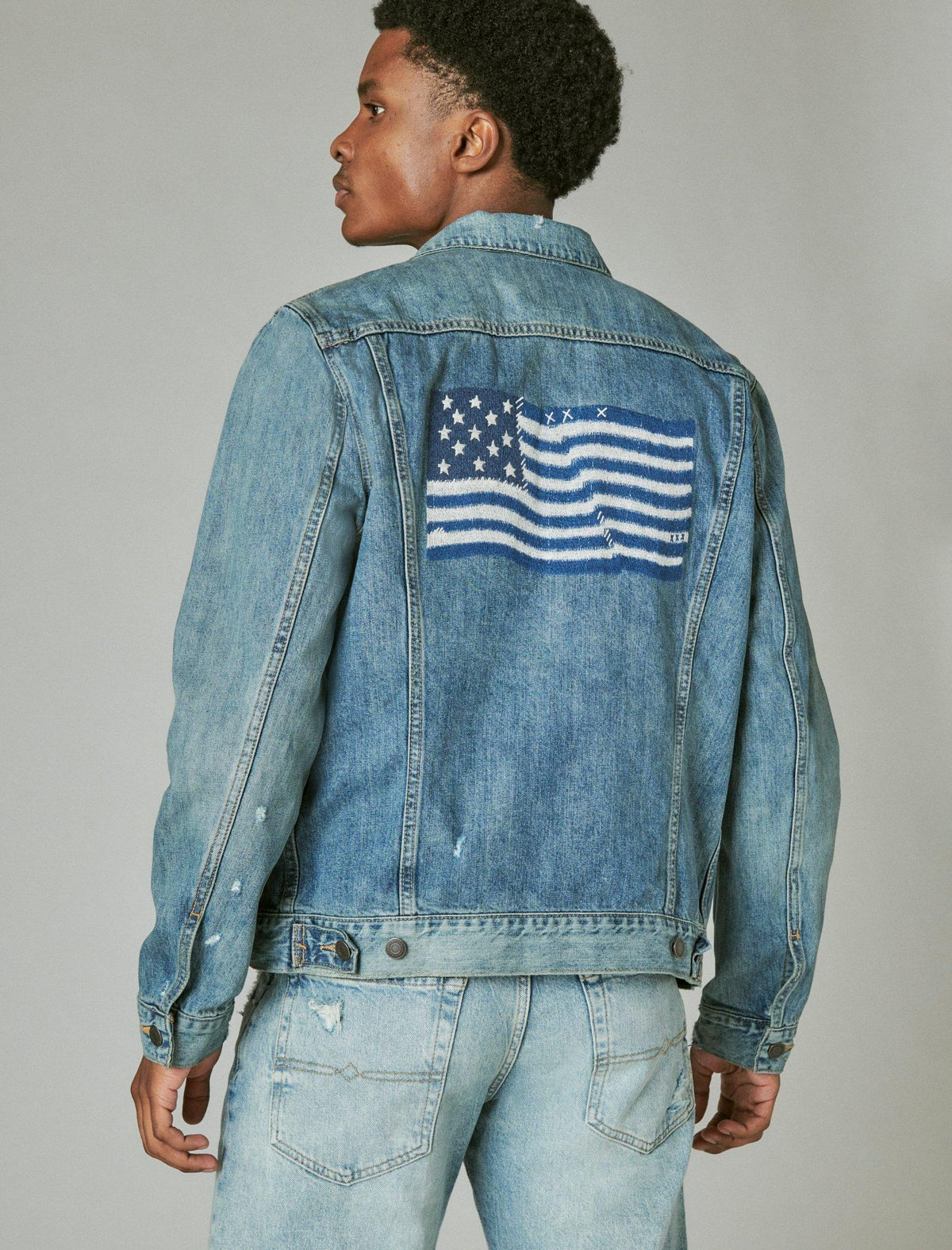 Lucky Brand Lucky Legend Flag Trucker Jacket Skyline