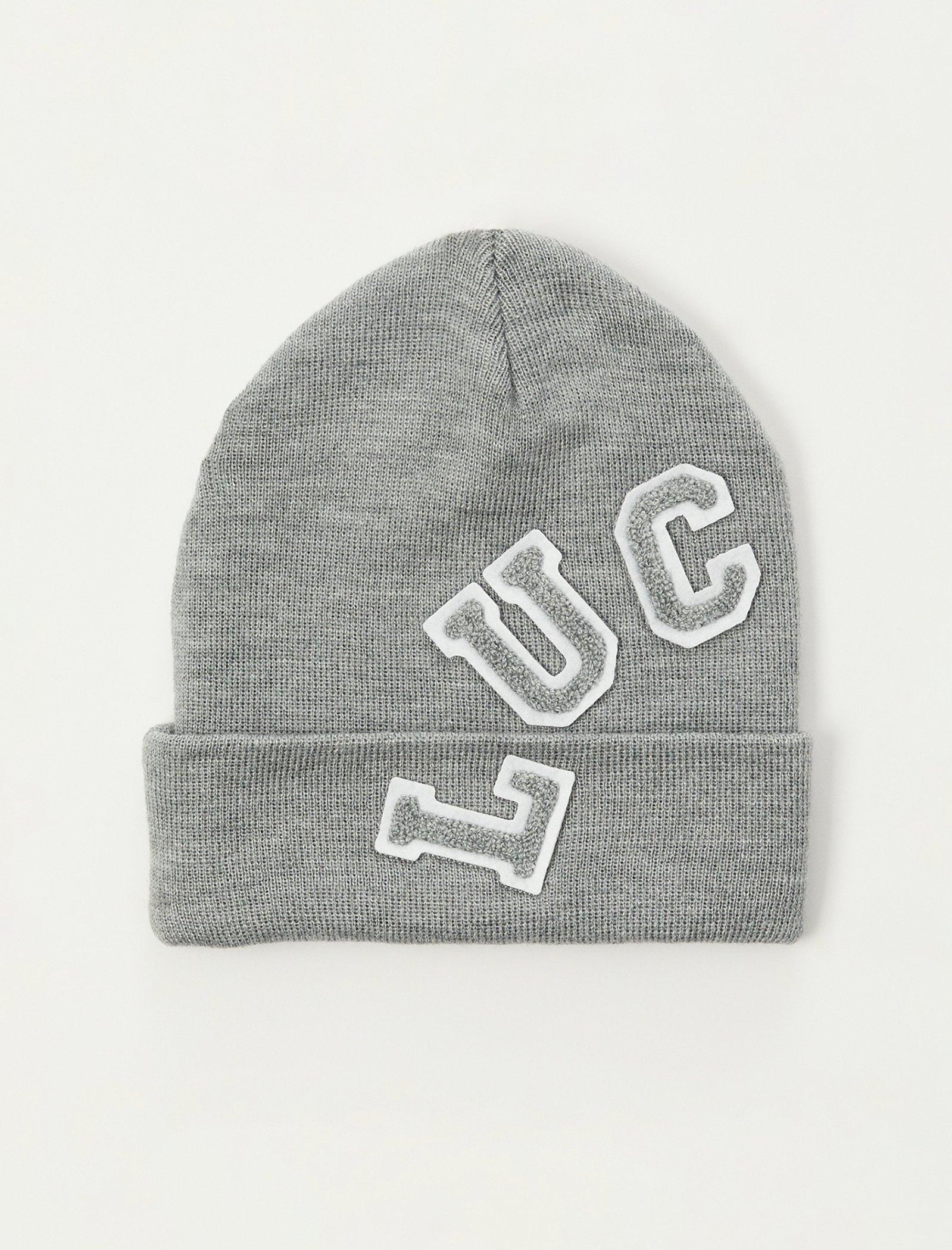 Lucky Brand Lucky Patch Letter Beanie Light Heather Grey