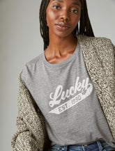 Lucky Brand Lucky Script Classic Crew Tee Heather Grey