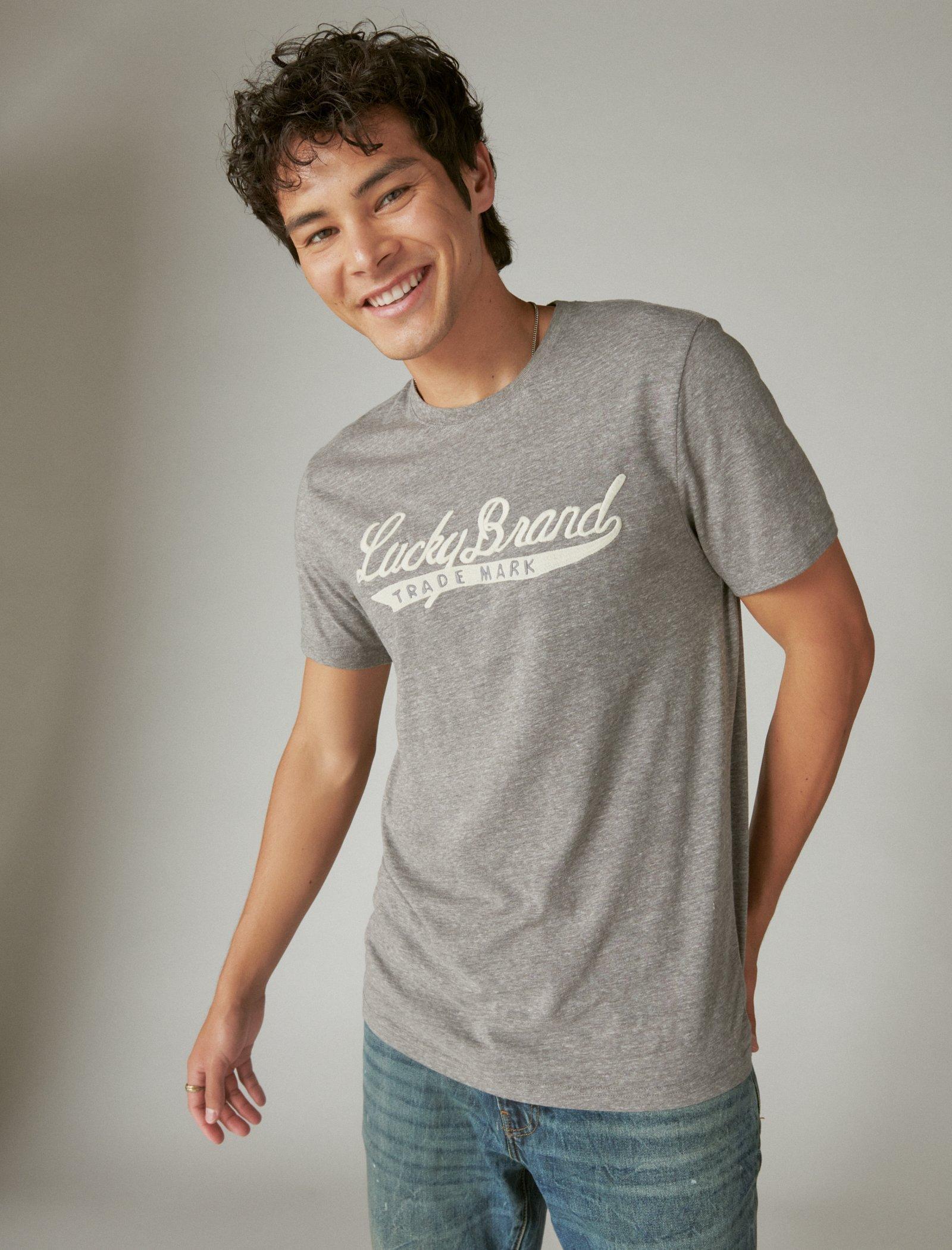 Lucky Brand Lucky Script Tee Heather Grey