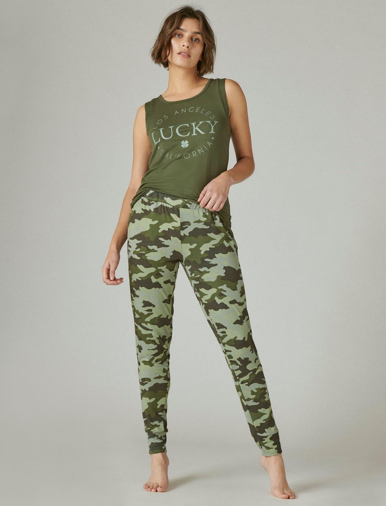 Lucky Brand Lucky Tank And Jogger Sleep Set Dark Green