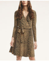 Brooks Brothers Women's Animal Print Wrap Dress Brown