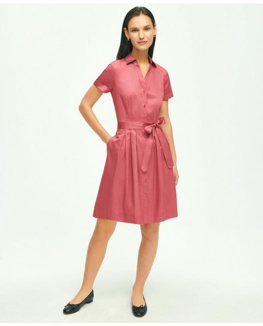 Brooks Brothers Women's Belted Shirt Dress Dark Pink