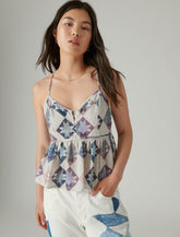 Lucky Brand Laura Ashley Printed Patchwork Cami Cream Patchwork