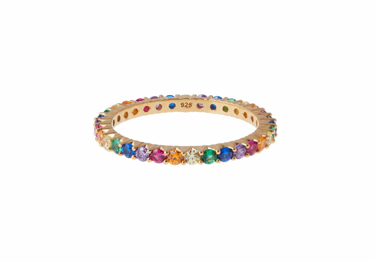 Judith Leiber Couture Micropave Eternity Ring Rainbow Multicolor