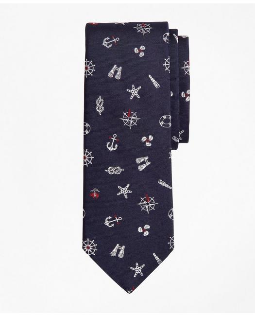 Brooks Brothers Men's Nautical Motif Tie Navy