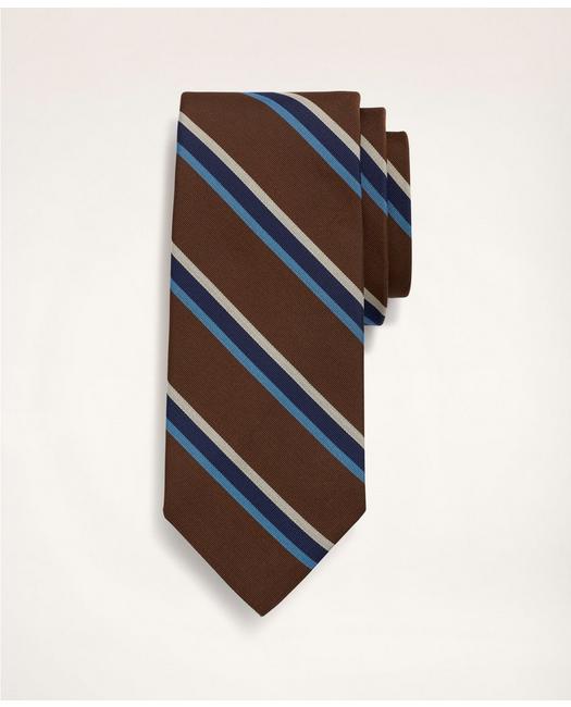 Brooks Brothers Men's Silk Framed Stripe Tie Brown