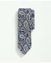 Brooks Brothers Men's Silk Paisley Print Pattern Tie Blue/Orange