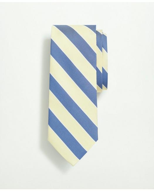 Brooks Brothers Men's Silk Twill Stripe Tie Yellow/Blue