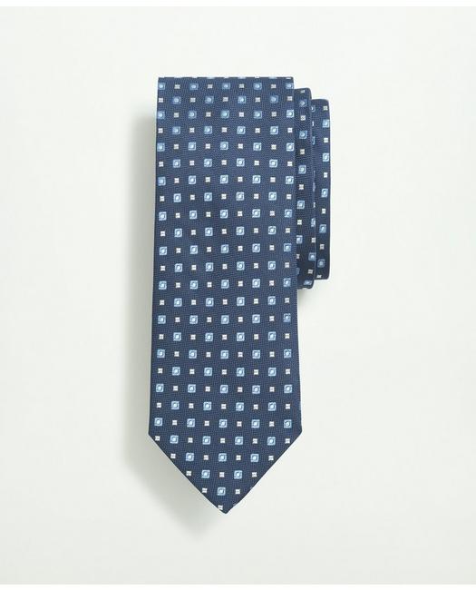 Brooks Brothers Men's Silk Geo Pattern Tie Navy