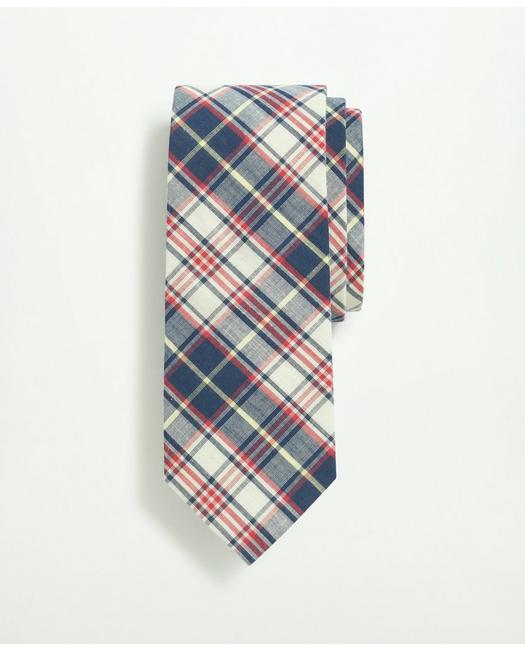 Brooks Brothers Men's Cotton Madras Pattern Tie Ivory