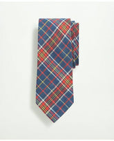 Brooks Brothers Men's Linen Jacquard Plaid Pattern Tie Blue/Red/Yellow