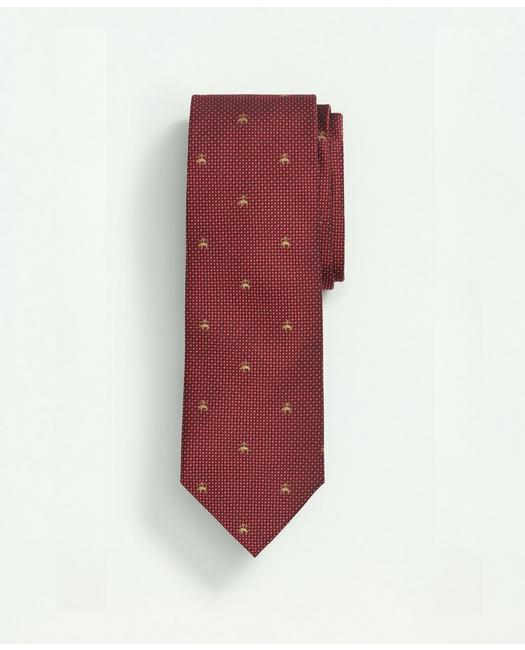 Brooks Brothers Men's Silk Tie Fleece Mini Square Pattern Tie Red