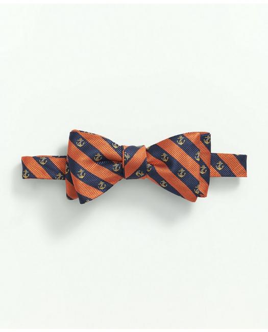 Brooks Brothers Men's Silk Anchor Striped Bow Tie Orange