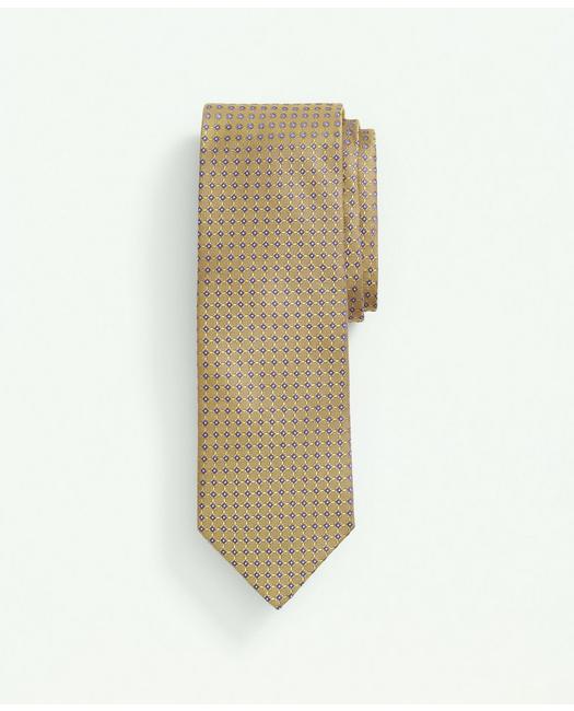 Brooks Brothers Men's Silk Woven Mini Geo Pattern Tie Yellow