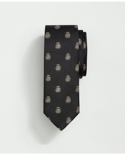 Brooks Brothers Men's Silk BB Crest Embroidered Tie Black