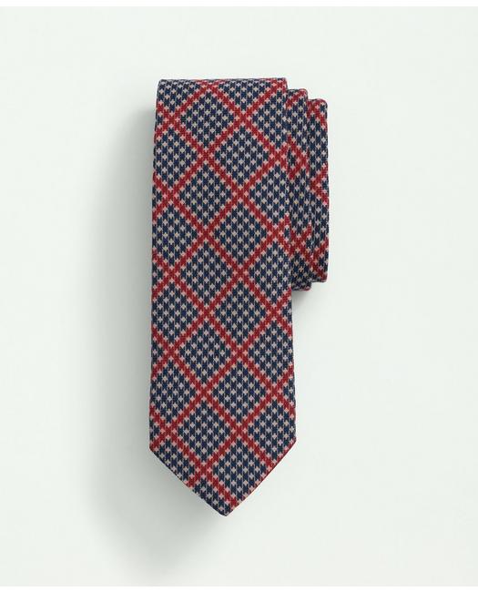 Brooks Brothers Men's Wool Houndstooth Plaid Tie Blue/Red