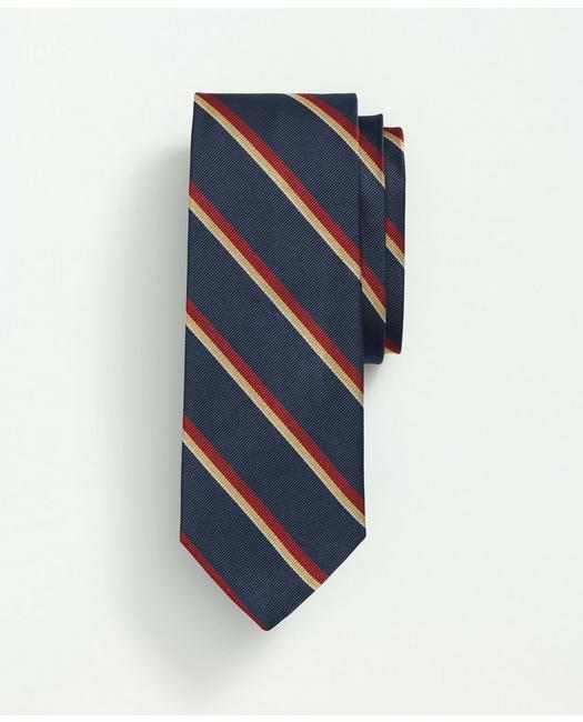 Brooks Brothers Men's Silk Rep Sidewheeler Striped Tie Navy