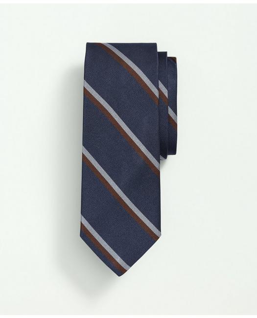 Brooks Brothers Men's Silk Rep Striped Tie Navy